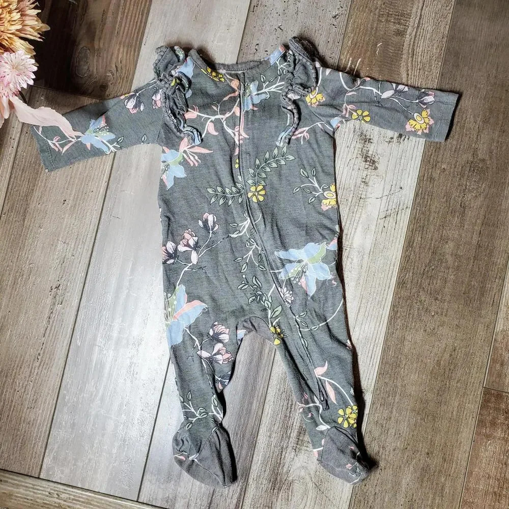 Jessica Simpson Baby Girl Floral Footed Sleeper Pajamas Size 3/6M